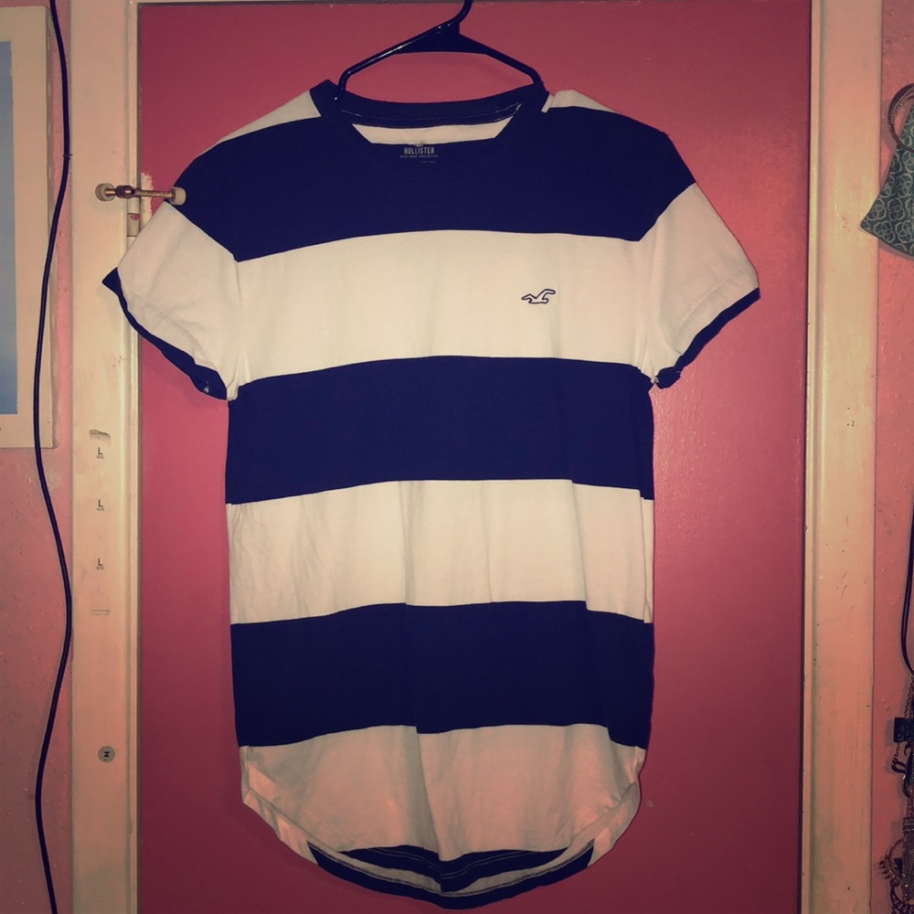 Navy blue and white Hollister shirt